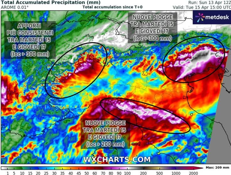 Maltempo in arrivo: attesi oltre 300 mm di pioggia sul Nord-Ovest